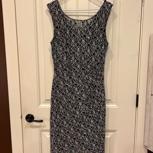 Christopher & Banks black dress w/silver embroidery flowers w/sequins.